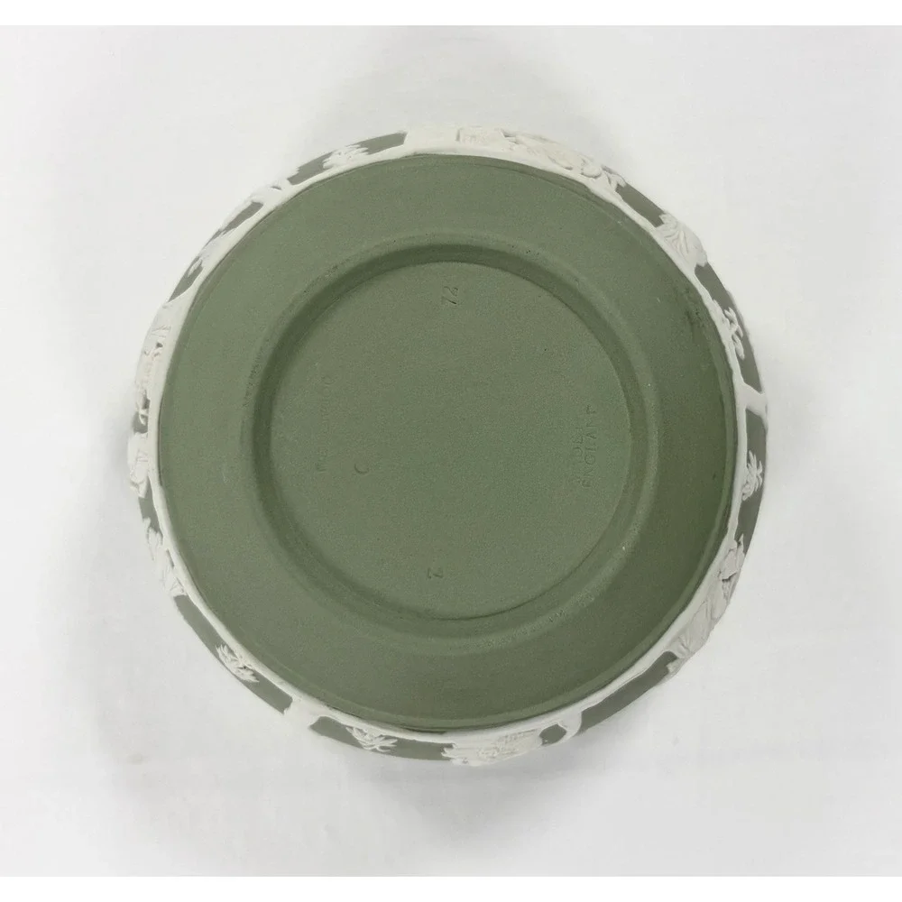 Vintage Wedgwood Sage Green Jasperware Bowl 5